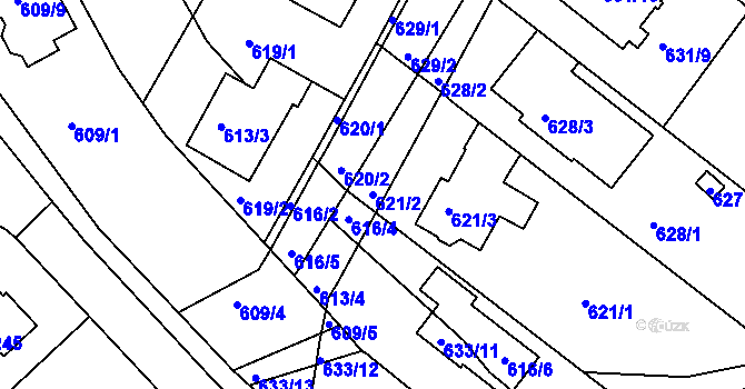 Parcela st. 621/2 v KÚ Soběšice, Katastrální mapa