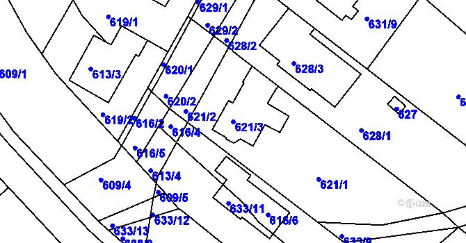 Parcela st. 621/3 v KÚ Soběšice, Katastrální mapa
