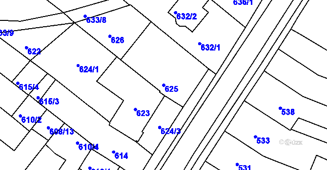 Parcela st. 625 v KÚ Soběšice, Katastrální mapa
