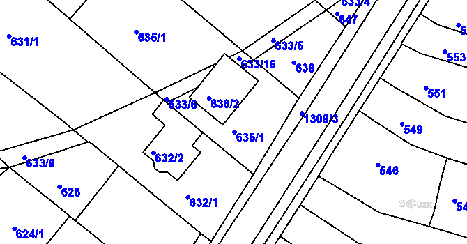 Parcela st. 636 v KÚ Soběšice, Katastrální mapa