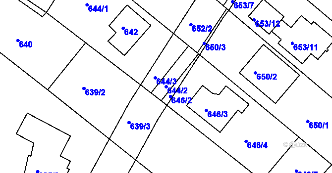 Parcela st. 644/2 v KÚ Soběšice, Katastrální mapa