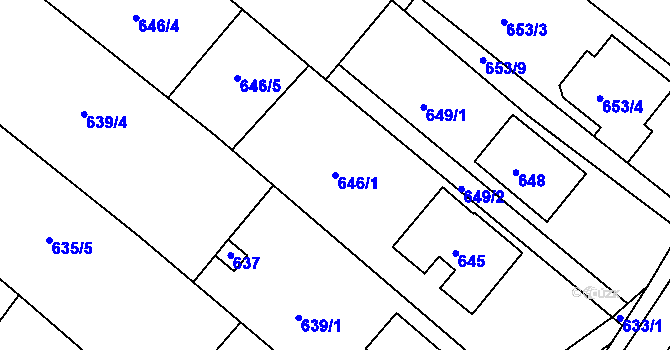 Parcela st. 646/1 v KÚ Soběšice, Katastrální mapa
