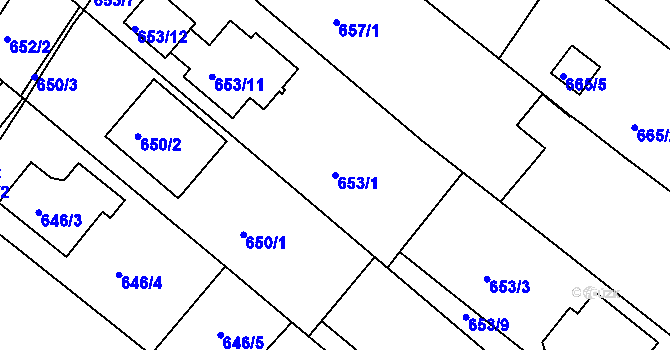 Parcela st. 653/1 v KÚ Soběšice, Katastrální mapa