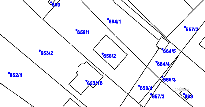 Parcela st. 658/2 v KÚ Soběšice, Katastrální mapa