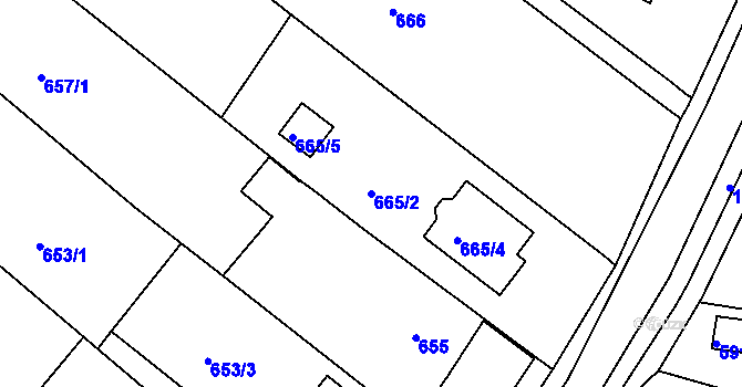 Parcela st. 665/2 v KÚ Soběšice, Katastrální mapa