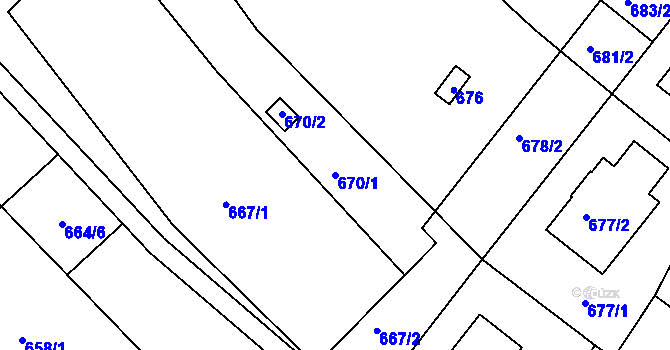 Parcela st. 670/1 v KÚ Soběšice, Katastrální mapa