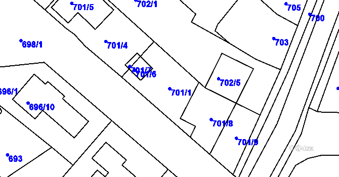 Parcela st. 701/1 v KÚ Soběšice, Katastrální mapa