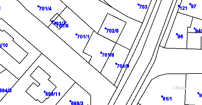 Parcela st. 701/8 v KÚ Soběšice, Katastrální mapa