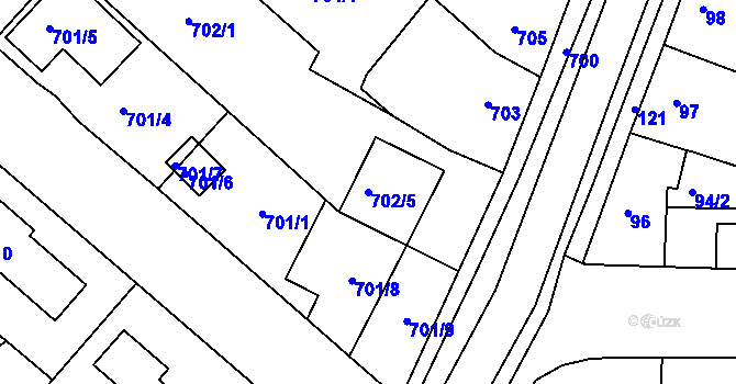 Parcela st. 702/5 v KÚ Soběšice, Katastrální mapa