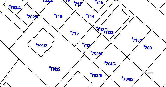 Parcela st. 713 v KÚ Soběšice, Katastrální mapa