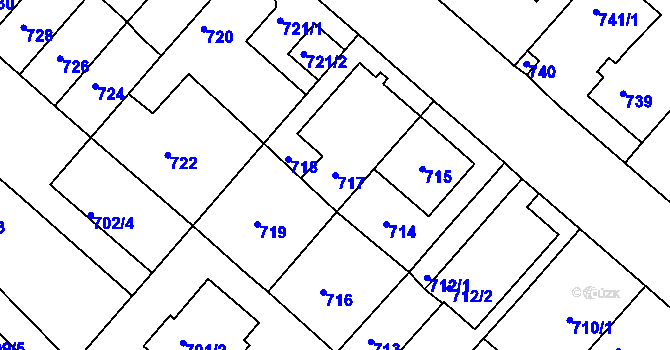 Parcela st. 717 v KÚ Soběšice, Katastrální mapa