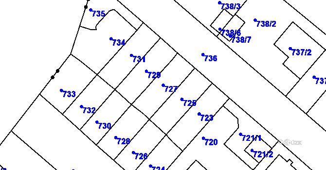 Parcela st. 727 v KÚ Soběšice, Katastrální mapa
