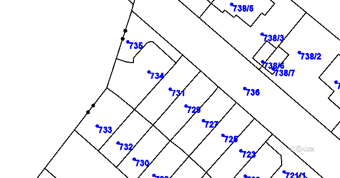 Parcela st. 731 v KÚ Soběšice, Katastrální mapa