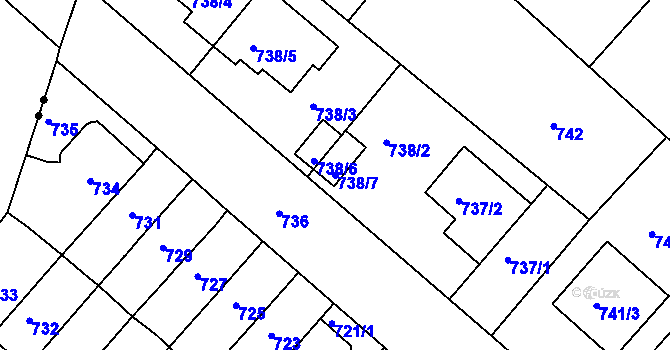 Parcela st. 738/7 v KÚ Soběšice, Katastrální mapa