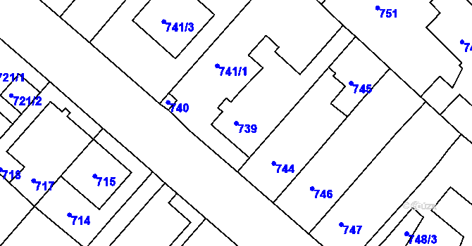 Parcela st. 739 v KÚ Soběšice, Katastrální mapa