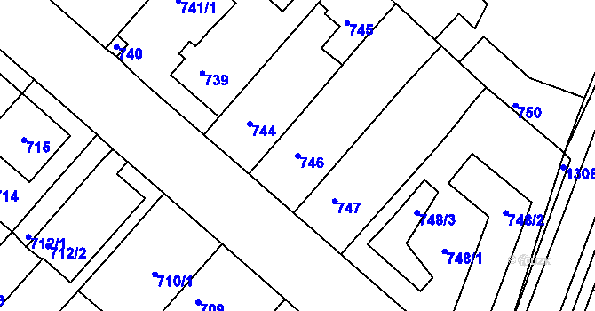 Parcela st. 746 v KÚ Soběšice, Katastrální mapa