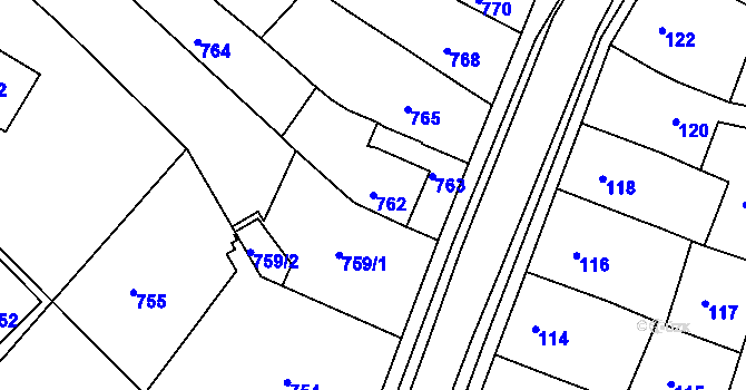Parcela st. 762 v KÚ Soběšice, Katastrální mapa