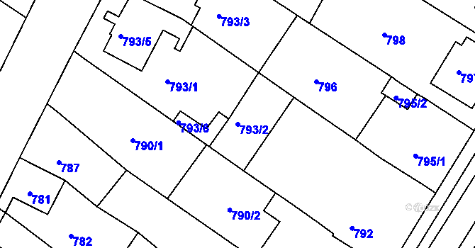 Parcela st. 793/2 v KÚ Soběšice, Katastrální mapa