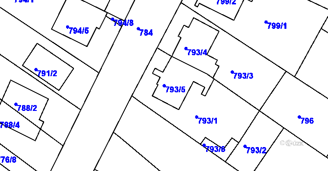 Parcela st. 793/5 v KÚ Soběšice, Katastrální mapa