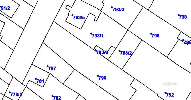 Parcela st. 793/6 v KÚ Soběšice, Katastrální mapa