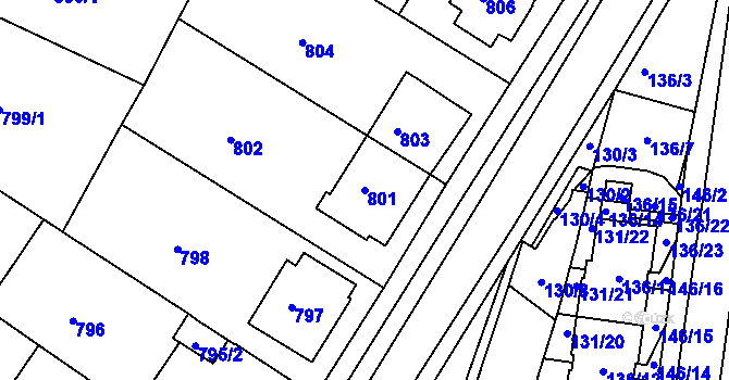 Parcela st. 801 v KÚ Soběšice, Katastrální mapa