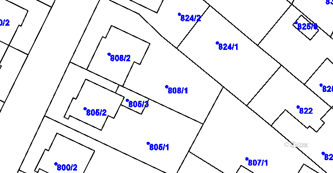 Parcela st. 808/1 v KÚ Soběšice, Katastrální mapa