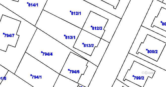 Parcela st. 813/2 v KÚ Soběšice, Katastrální mapa