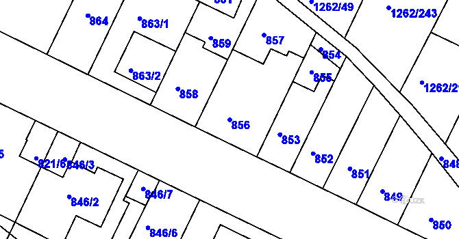 Parcela st. 856 v KÚ Soběšice, Katastrální mapa