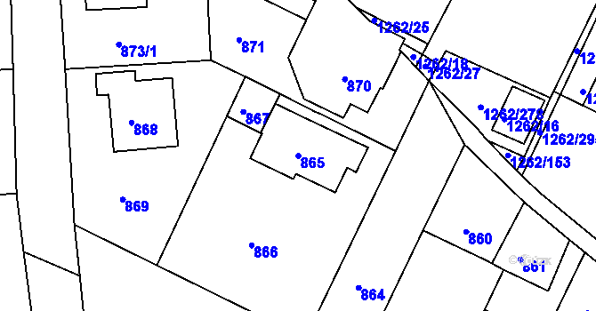 Parcela st. 865 v KÚ Soběšice, Katastrální mapa