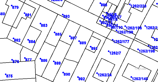 Parcela st. 889 v KÚ Soběšice, Katastrální mapa