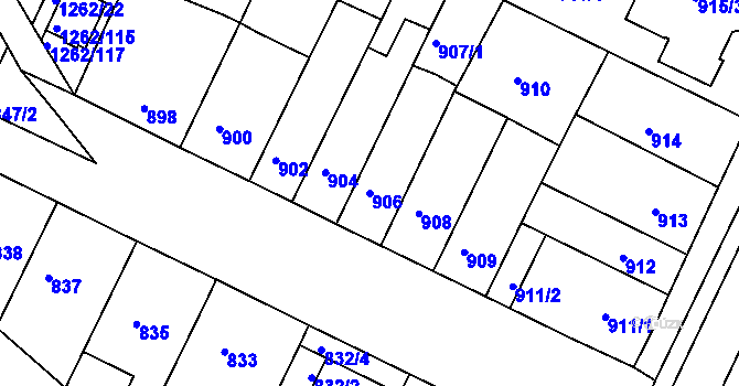 Parcela st. 906 v KÚ Soběšice, Katastrální mapa