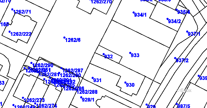 Parcela st. 932 v KÚ Soběšice, Katastrální mapa