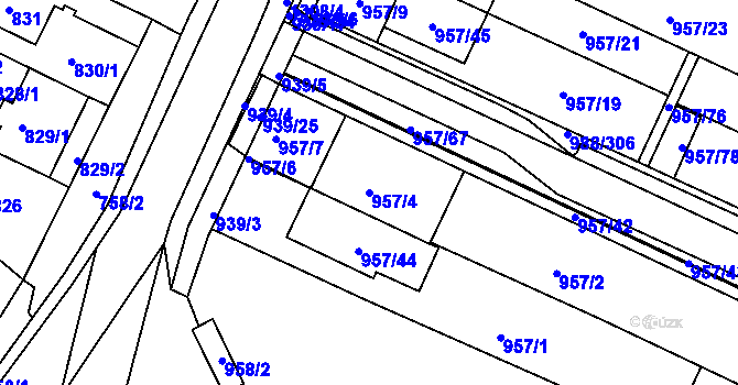 Parcela st. 957/4 v KÚ Soběšice, Katastrální mapa