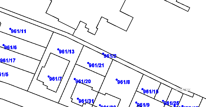 Parcela st. 961/2 v KÚ Soběšice, Katastrální mapa
