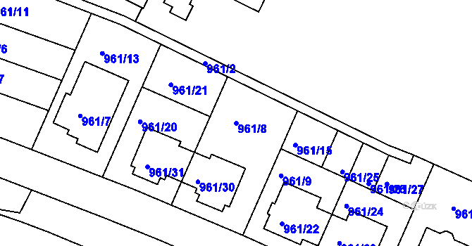 Parcela st. 961/8 v KÚ Soběšice, Katastrální mapa