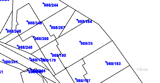 Parcela st. 988/25 v KÚ Soběšice, Katastrální mapa