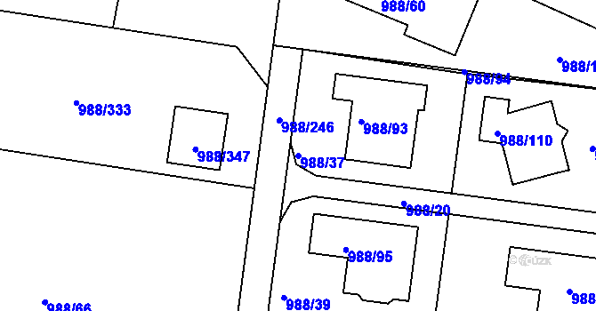 Parcela st. 988/37 v KÚ Soběšice, Katastrální mapa