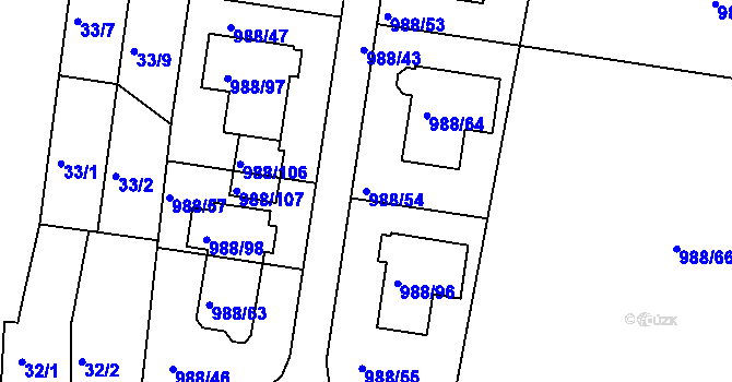 Parcela st. 988/54 v KÚ Soběšice, Katastrální mapa