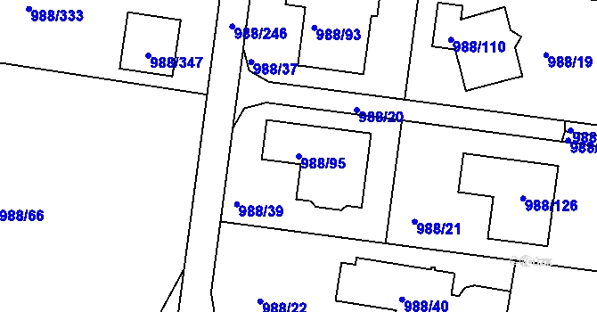 Parcela st. 988/95 v KÚ Soběšice, Katastrální mapa