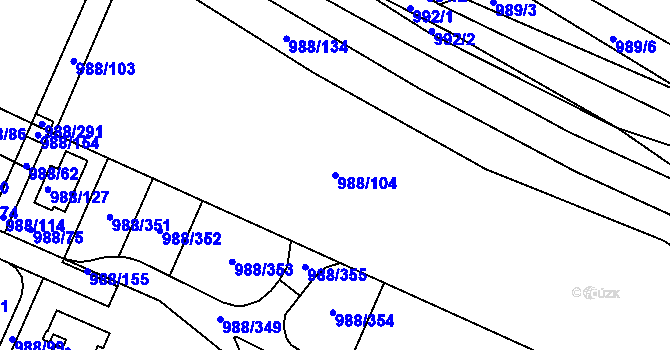 Parcela st. 988/104 v KÚ Soběšice, Katastrální mapa