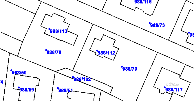 Parcela st. 988/112 v KÚ Soběšice, Katastrální mapa