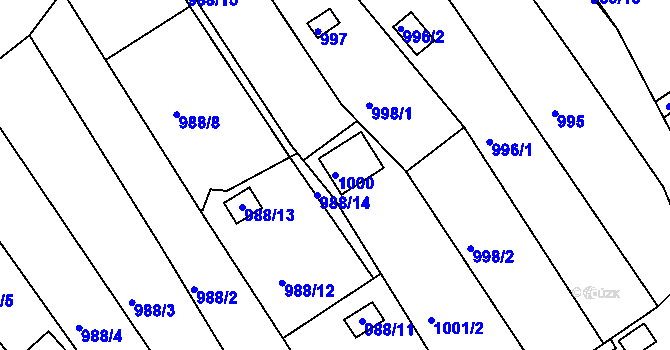 Parcela st. 1000 v KÚ Soběšice, Katastrální mapa