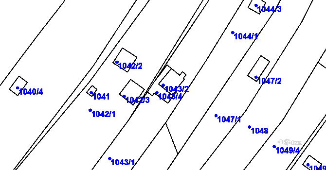 Parcela st. 1043/2 v KÚ Soběšice, Katastrální mapa