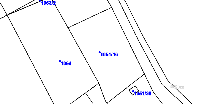 Parcela st. 1051/16 v KÚ Soběšice, Katastrální mapa