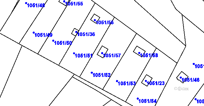 Parcela st. 1051/57 v KÚ Soběšice, Katastrální mapa