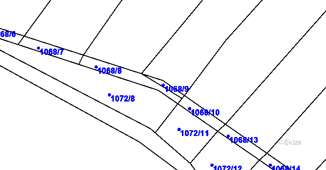Parcela st. 1068/9 v KÚ Soběšice, Katastrální mapa
