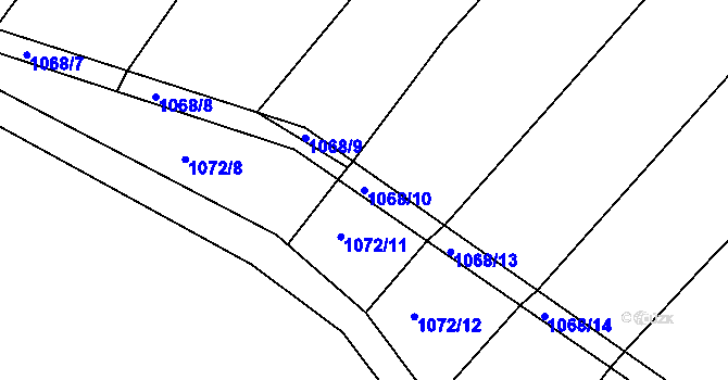 Parcela st. 1068/10 v KÚ Soběšice, Katastrální mapa