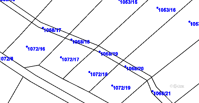 Parcela st. 1068/19 v KÚ Soběšice, Katastrální mapa