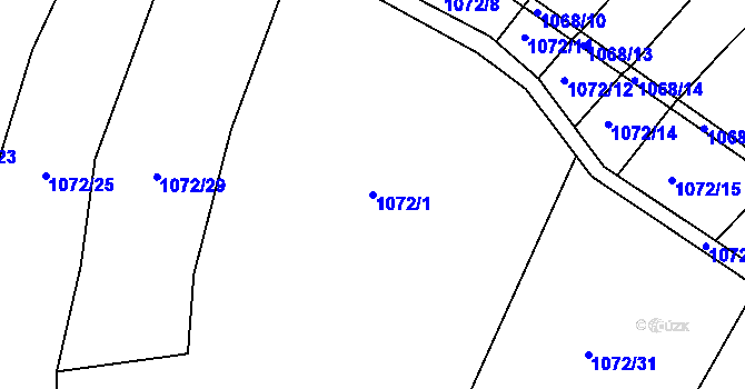 Parcela st. 1072/1 v KÚ Soběšice, Katastrální mapa