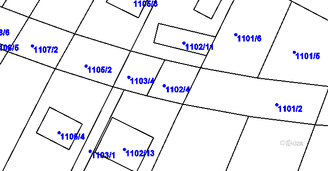 Parcela st. 1102/4 v KÚ Soběšice, Katastrální mapa